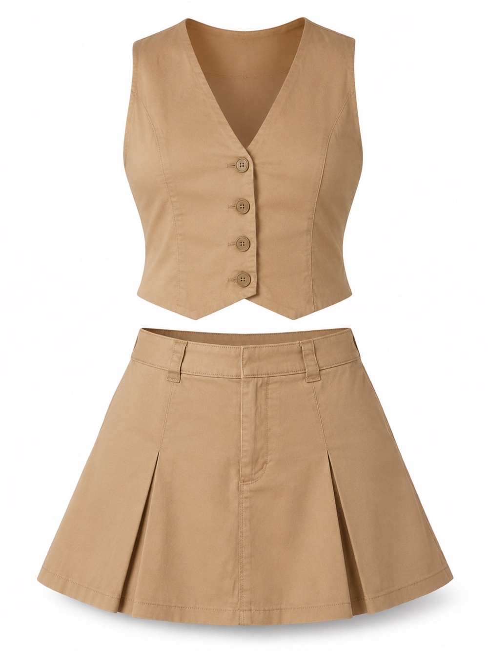 Abercrombie&Fitch Tan Pleated Mini Skort and Vest top SET